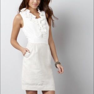 Loft white ruffle dress